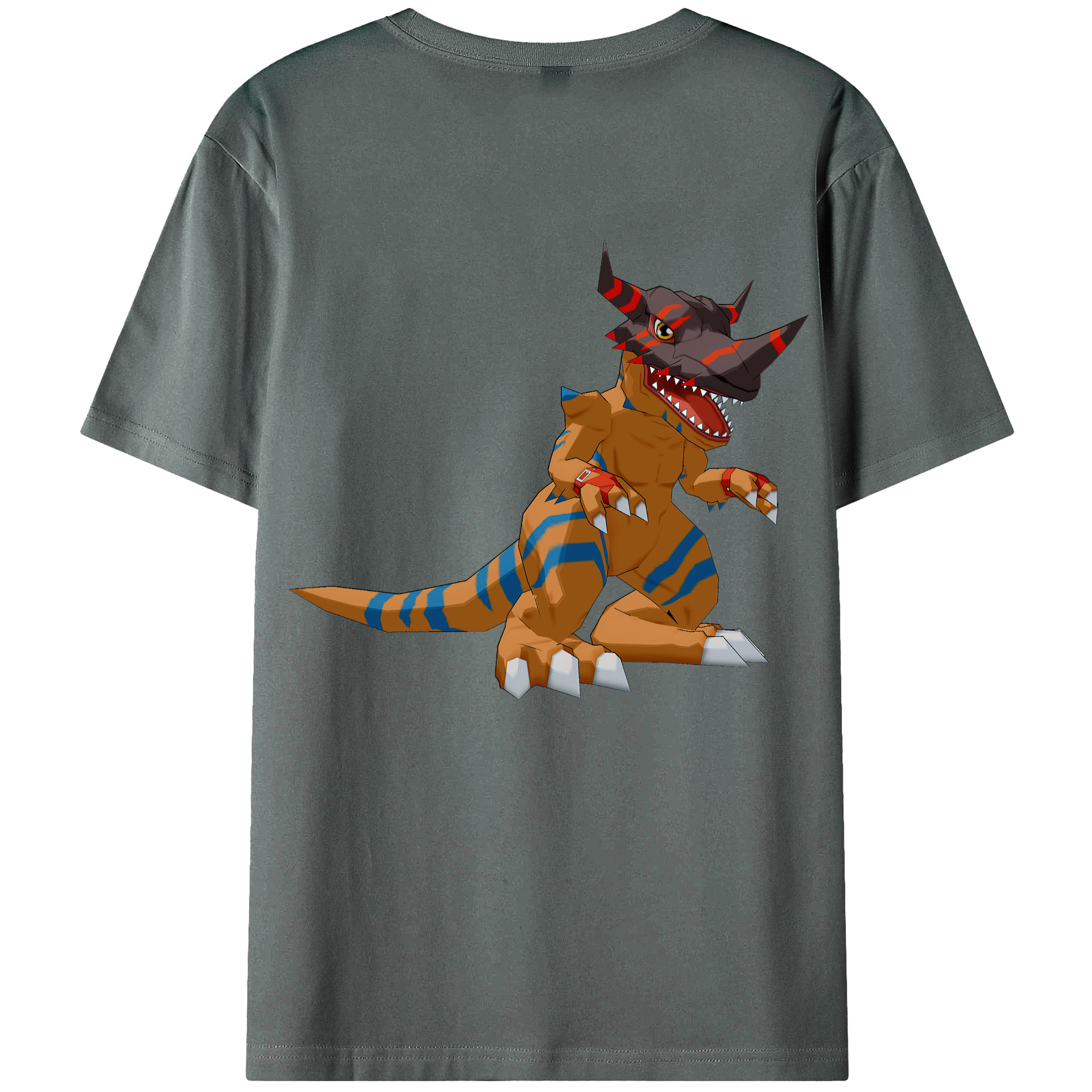 （画像用） Digimon デジタルモンスター/デジモン 綿100％ メンズ半袖Tシャツ（バックプリント） 通気性